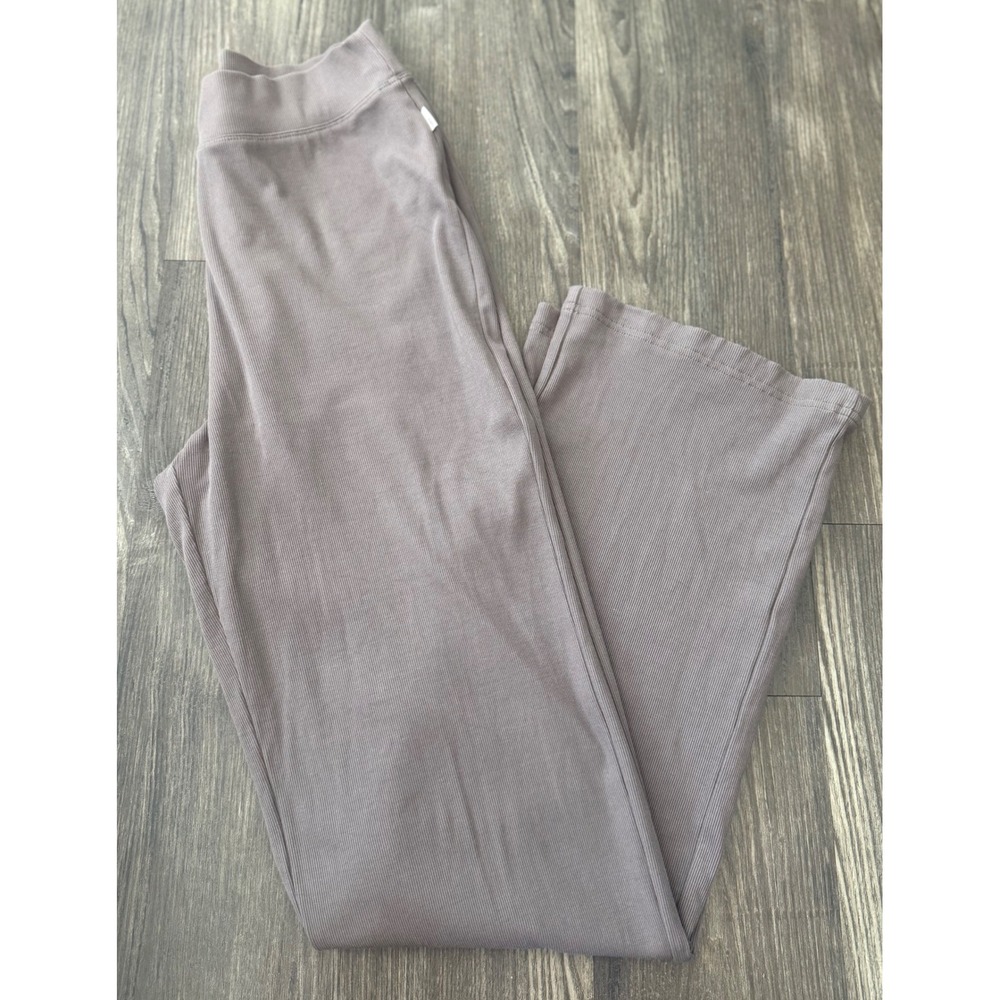 Women's Vuori pose ribbed straight leg pants chia brown size small comfy casual